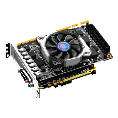 video graphics card with heatsink and display ports sticker