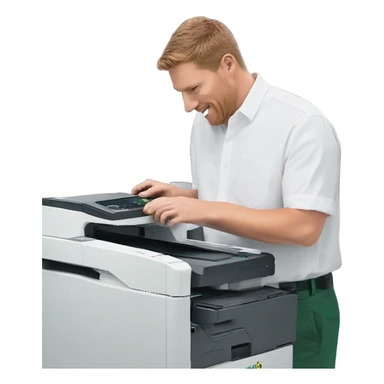 Lexmark printer being worked on by a technician sticker