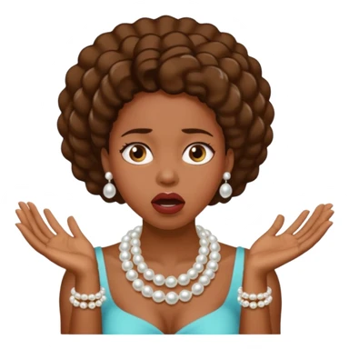Black woman clutching pearls on neck with hands and looking shocked  sticker