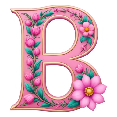 Pink, romantic, flowery, the letter “D” sticker