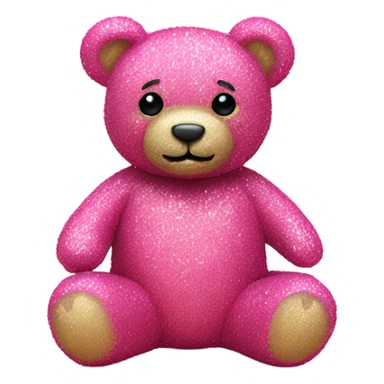 Pink teddy bear made fully of roses with glitter  sticker