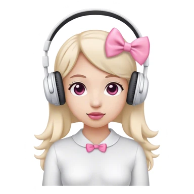 White headphones with pink bow sticker