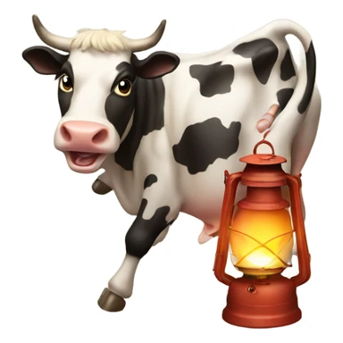 Cow kicking over a lantern staring a fire sticker