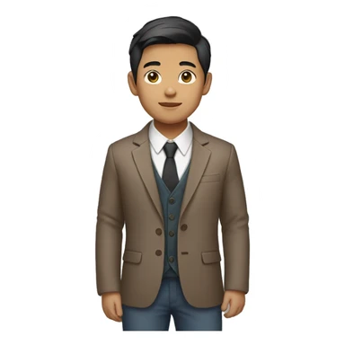 Boy with asian skin tone wearing mocca blazer sticker