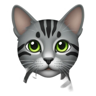 green eyes black and grey stripted cat sticker