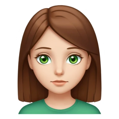 Brown straight hair girl with green eyes sticker