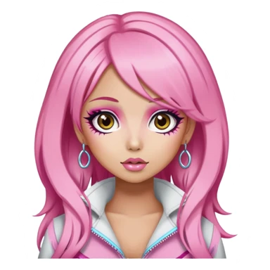 gyaru style, pink hair, pretty makeup, pretty bratz baddie sticker