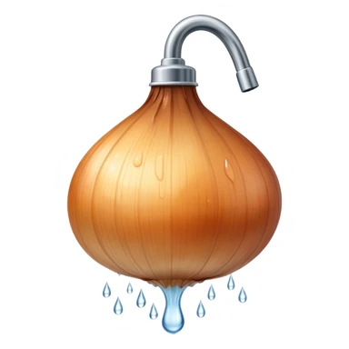 onion under showerhead, getting wet, water droplets sticker
