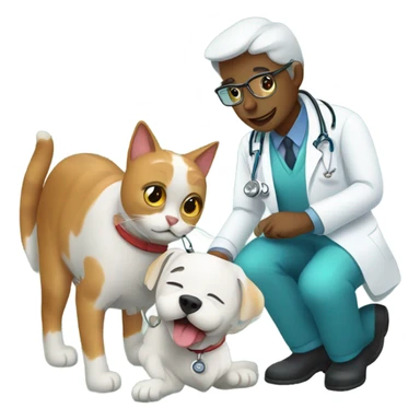 doctor cat treating a dog patient sticker