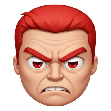 angry red face with furrowed brows and frowning mouth sticker