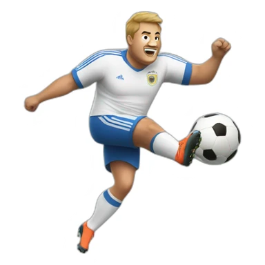 fat soccer player kicking sticker