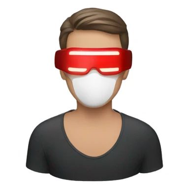 Guy wearing red light therapy mask sticker
