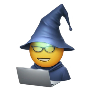 human with dunce cap with glowing letters using a computer sticker