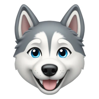 Husky dog light grey light blue eyes smile sticker