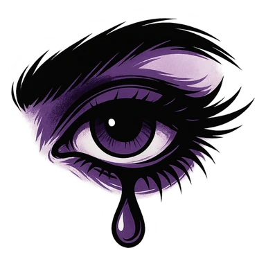 emo eye with a tear, black and purple, no background sticker