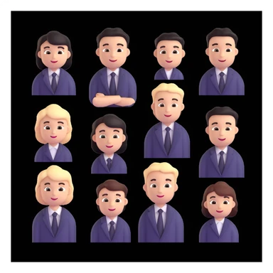 depict 8 designers and one manager sticker