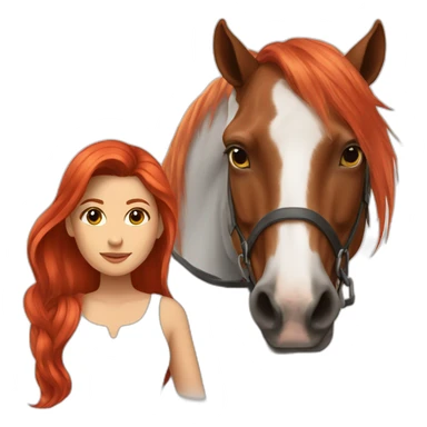 woman with red long hair with a horse next to her sticker