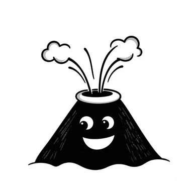hand drawn doodle of a smiling volcano sticker