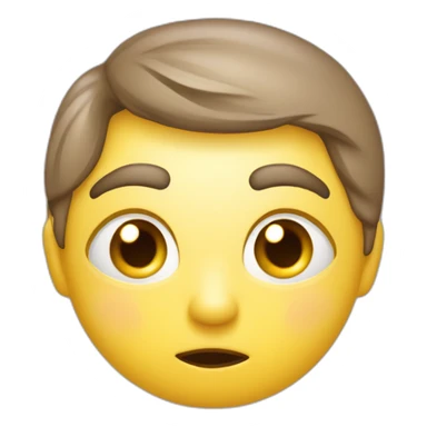 Emoji jaune visage tête vers le bas yeux et sourcil vers le bas mignon bouche triste vers le bas mais pulpeuse et mignonne  sticker