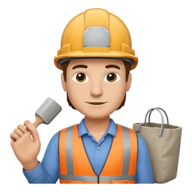 Bricklayer with construction helmet and a cement bag in his hands sticker