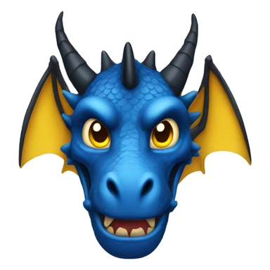 a dark blue dragon with yellow horns and black eyes sticker