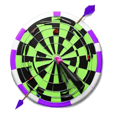 Lime green and purple dart board with motorcycle driving out  sticker
