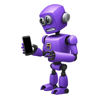 Purple robot showing a phone sticker