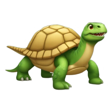 Un dinosaure sur une tortue sticker