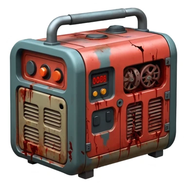A generator for making electricity, covered in zombie guts. In a dark menacing style sticker
