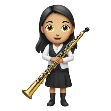 asian girl playing oboe sticker