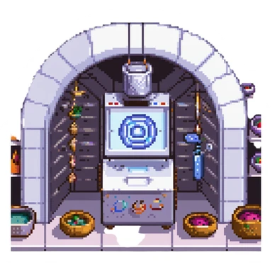 A transcendent baker manipulating timelines and alternate realities to bake. Ingredients phase in from other dimensions, and the oven warps space itself. UI is fragmented, shifting, and surreal—portals, time loops, and morphing recipe glyphs. sticker