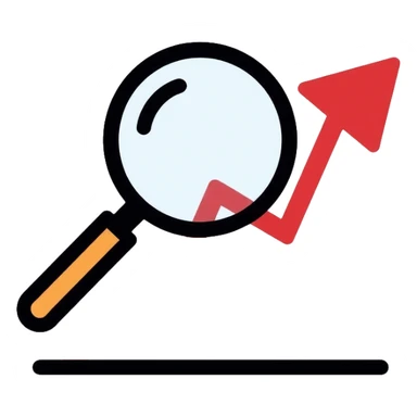 simple magnifying glass over a descending chart line sticker