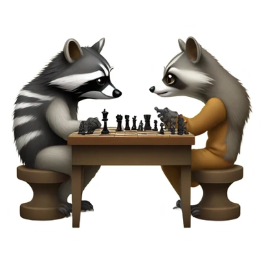 raccoon and opossum playing chess sticker