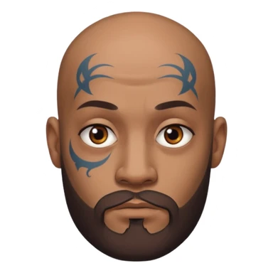 bald bearded man with face tattoo sticker