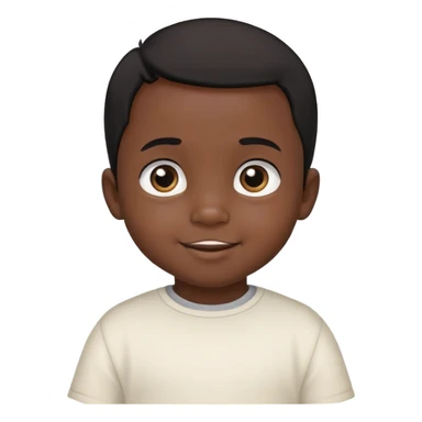 smiling face, toddler boy, African, big eyes, dark skin, black hair, no neck, no body sticker