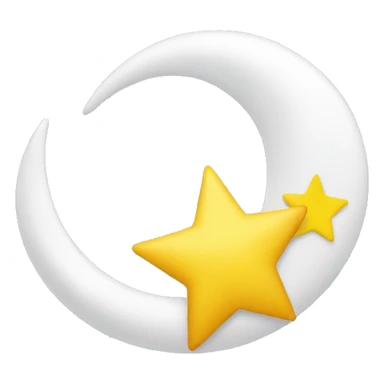 yellow star hanging from end of white crescent moon sticker
