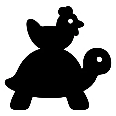 turtle with a chicken hat, simple and bold style, minimalistic sticker