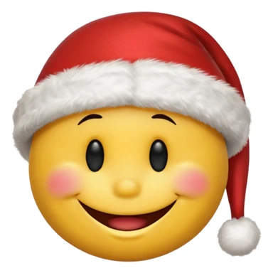Smiley face smiles with closed eyes in a red Christmas hat sticker