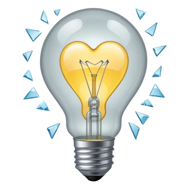 A light bulb broken in half is like a broken heart sticker