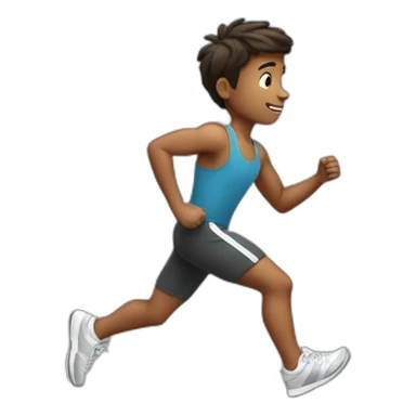 A boy jogging backwards sticker