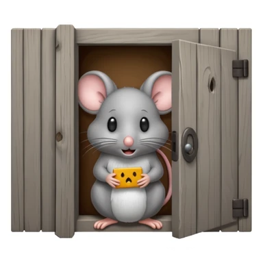 Scared Mouse in a Little Door sticker