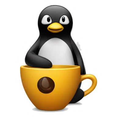 linux  tux with a java cup sticker