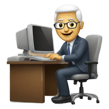 SR EN UN ESCRITORIO CON UNA COMPUTADORA sticker