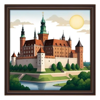 Cinematic Realistic Wawel Castle Landmark Emoji, depicted with the historic royal castle rendered with intricate detail and dramatic, majestic lighting. sticker