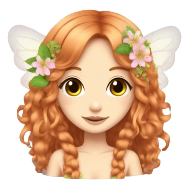 hime gyaru girl, fairy wings, ginger hair, flowers in hair sticker