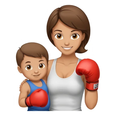 Light brunette fit mom boxing with baby boy sticker
