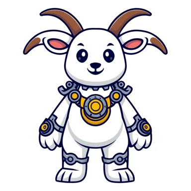 cartoonish mechanical goatman sticker