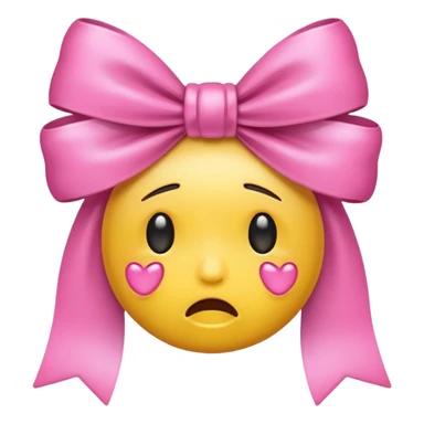crying emoji with a pink bow on top sticker