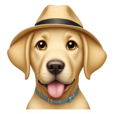 Labrador puppy wearing a hat sticker