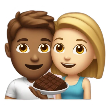 white couple eating chocolat sticker
